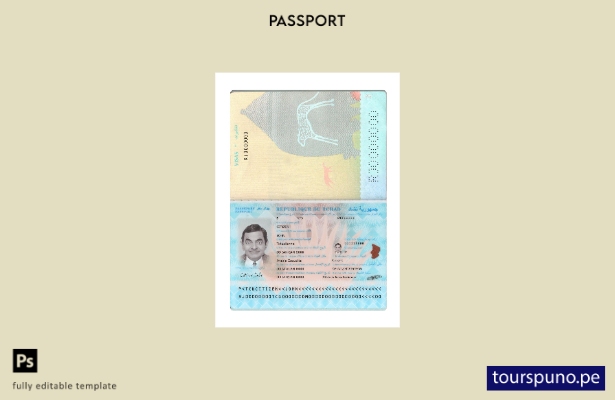listo para imprimir la nueva plantilla actual del pasaporte Du Tchad